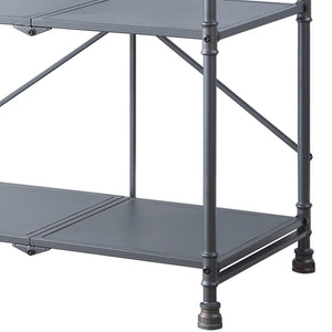 English Elm Cordelia Industrial Sandy Black Console Table with Dark Bronze Hand-Brushed Finish, 3-Tier Foldable Design B2726P265235