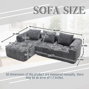 English Elm United Modern Chenille 98.42-Inch L-Shaped Modular Sectional Sofa With Chaise & Side Pockets P2 W1568S00146-GIGA