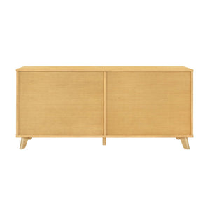 English Elm Lars Rubberwood Rattan Dog Crate Cabinet Stylish Pet Kennel for Living Room Natural N775P397559N