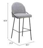 Jambi Barstool - Set of 2 Black & White 109968 Zuo Modern