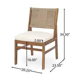 English Elm 5 Piece Acacia Wood Outdoor Dining Set Square Teak Finish Wicker Chairs Patio N773OD00086B