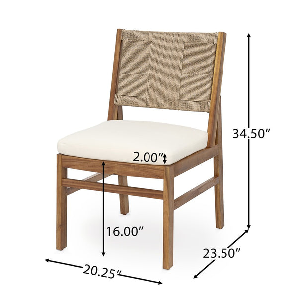 English Elm Outdoor Acacia Wood Bistro Set with Handwoven Wicker Chairs for Patio Dining N773OD00089T