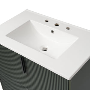 English Elm Christopher Knight Home® - 30" Fluted Bathroom Vanity With Ceramic Sink, Soft-Close Drawers & Elevated Legs For Modern Style N817P295761G