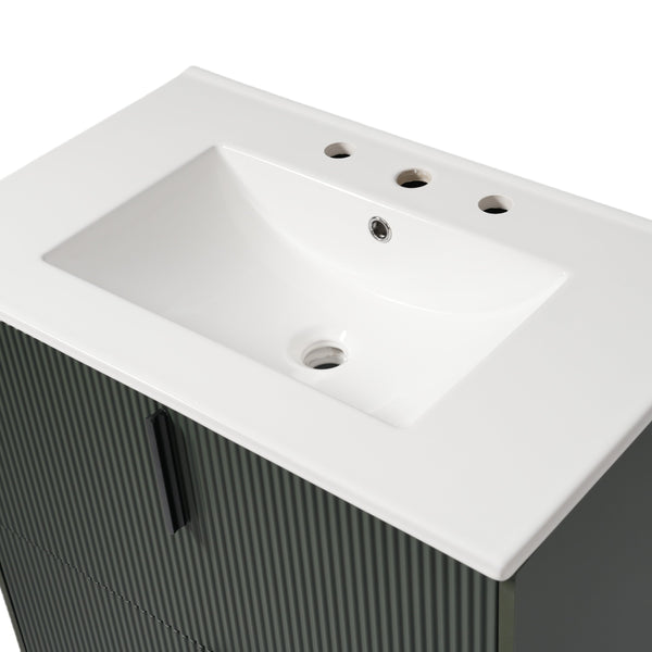 English Elm Christopher Knight Home® - 30" Fluted Bathroom Vanity With Ceramic Sink, Soft-Close Drawers & Elevated Legs For Modern Style N817P295761G
