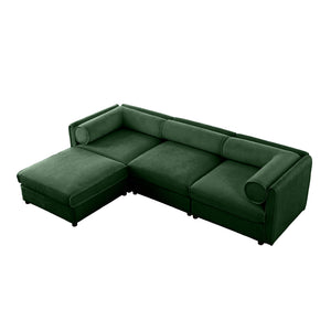 English Elm Elegant Green Chenille Sectional Sofa With Hidden Storage, Ergonomic Comfort, And Stylish Design W714S01061