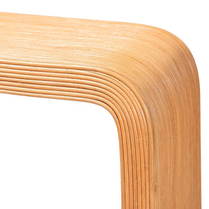 English Elm Bohemian Hand-braided Rattan Side Table with Open Shelf for Warm Organic Interiors B2750P467828