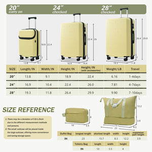 English Elm Luggage 5 Piece Hardside Abs Set with Front Access Carry on and Tsa Spinner Wheels Yellow N732P391557Y