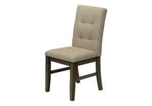 English Elm Dining Chair Set of 2 Tufted Brown Fabric Grey Wood Frame Transitional Seating B2710P461769