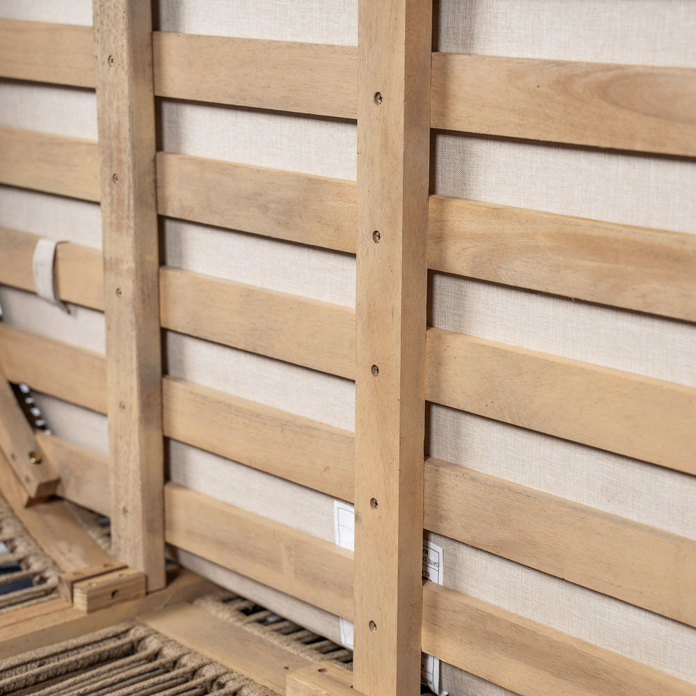 English Elm Christopher Knight Home® - 54.4'' Acacia Wood Outdoor Loveseat with Beige Cushions, Light Teak Finish, Weather-Resistant Rustic Charm N772P246424L