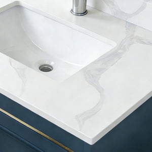 English Elm 31-inch Carrara Quartz Vanity Top Undermount Sink Backsplash Marble Look Bathroom W2699P459403