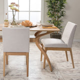 Christopher Knight Home® - Noble House - Kwame Ligh Beige Fabric/ Oak Finish Dining Chair - Set of 2