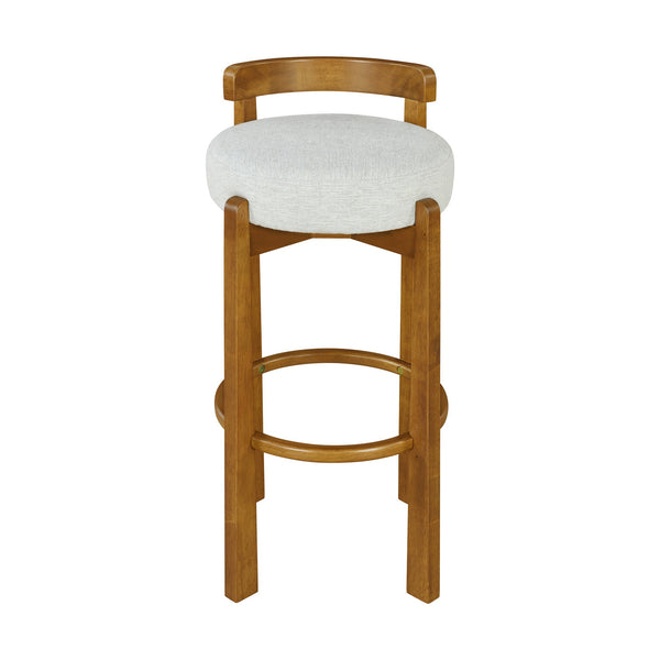 English Elm Christopher Knight Home® - Elise Elegant Wooden Low Back Barstool Set of 2 with Padded Fabric Seats, Compact Durable Design Ivory,Walnut N775P277433I