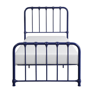English Elm Metal Bed Bethany Queen Platform with Curved Headboard and Timeless Accent Joints for Stylish Rooms Blue 47.25 L x 41.75 W x 4 H B011P265592