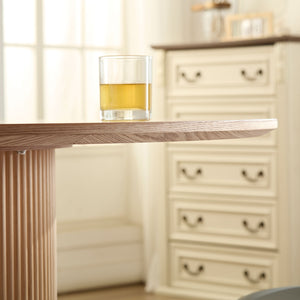 English Elm 47,24 Oak MDF Dining Table 47.24-inch Round Small Space Kitchen Table for 4-8 People, Modern Durable Assembly W876S00268