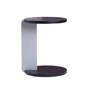 English Elm Set of 2 Round Sintered Stone Nesting Tables Sleek Modern Accent for Living Rooms W2899P405894