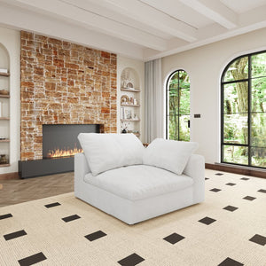 English Elm Oversized Cloud Modular Sectional Sofa with Feather-Filled Cushions, Convertible V-Shape, Storage Ottomans, Removable Covers Natural+White W2824S00019