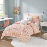 Intelligent Design Raina Modern/Contemporary Metallic Printed Comforter Set ID10-1246 Blush/Gold