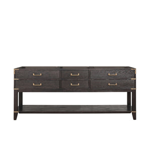 English Elm Brown Oak Double Bath Vanity 80" W x 22" D — Solid Wood Frame, Soft-Close Drawers, Open Shelf Storage and Fully Assembled Elegance B2731P260328