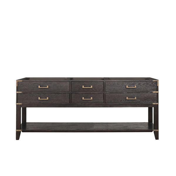 English Elm Brown Oak Double Bath Vanity 80" W x 22" D — Solid Wood Frame, Soft-Close Drawers, Open Shelf Storage and Fully Assembled Elegance B2731P260328