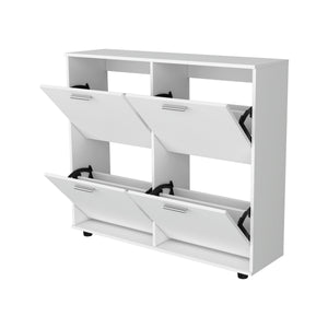 English Elm FM Nutrioso Tilt-Out Shoe Cabinet with Scratch-Resistant Finish, Space-Saving Design for Small Rooms White 47.64 L x 25.59 W x 4.72 H B128P301380
