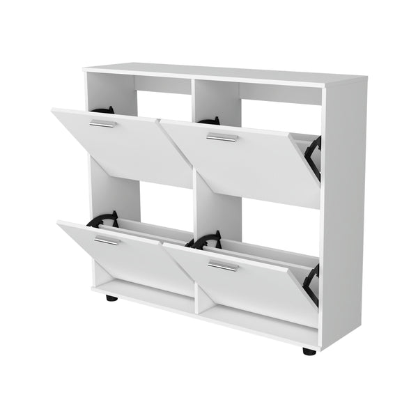 English Elm FM Nutrioso Tilt-Out Shoe Cabinet with Scratch-Resistant Finish, Space-Saving Design for Small Rooms White 47.64 L x 25.59 W x 4.72 H B128P301380