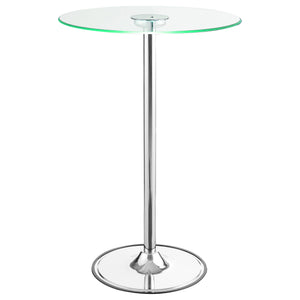English Elm Indra Chrome Glass Top LED Bistro Bar Table with Dimmable Warm LED, Sturdy Metal Frame, 42" H B062S00666