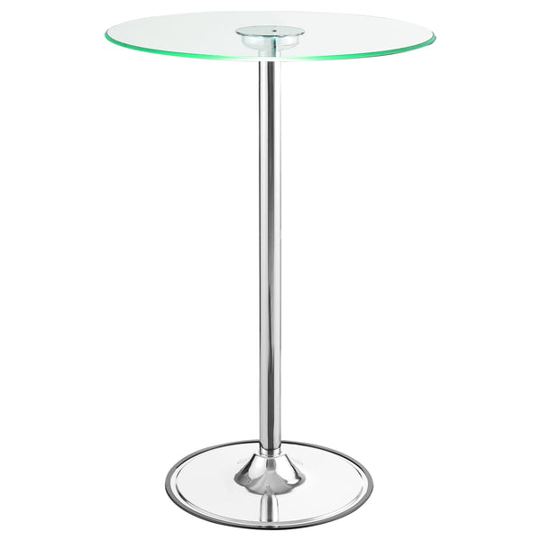 English Elm Indra Chrome Glass Top LED Bistro Bar Table with Dimmable Warm LED, Sturdy Metal Frame, 42" H B062S00666