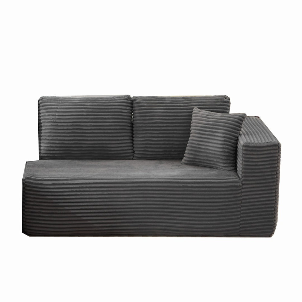 English Elm Modular L-shaped Sectional Sofa Corduroy Upholstered Low Profile Lounge Design W1143P313193
