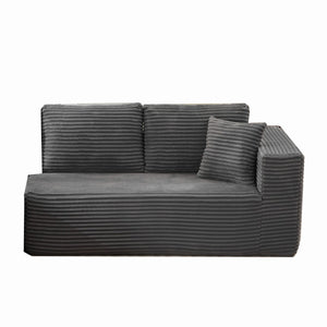 English Elm Modular L-shaped Sectional Sofa Corduroy Upholstered Low Profile Lounge Design W1143P313193