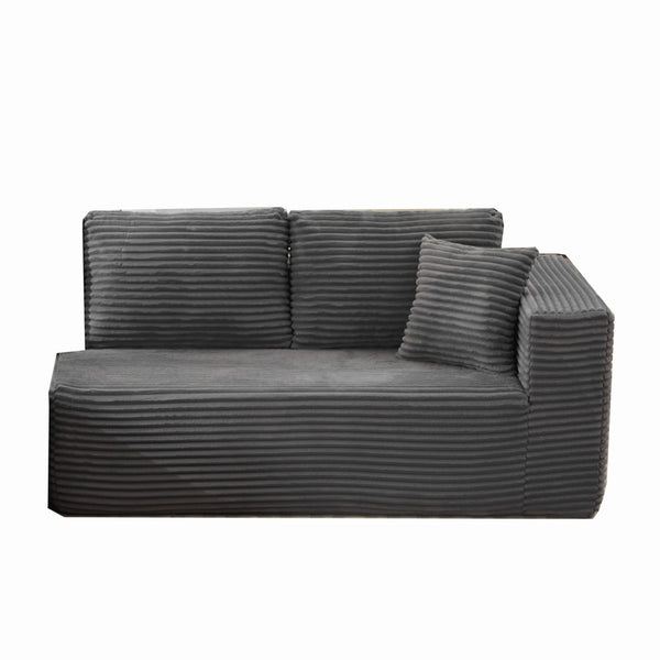 English Elm Modular L-shaped Sectional Sofa Corduroy Upholstered Low Profile Lounge Design W1143P313193