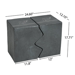 English Elm Christopher Knight Home® - MGO Rectangular Side Table Set of 2 – Durable MGO Outdoor Indoor Accent Stools, Weather-Resistant Patio Nesting End Tables Stone Gray N770P341384S