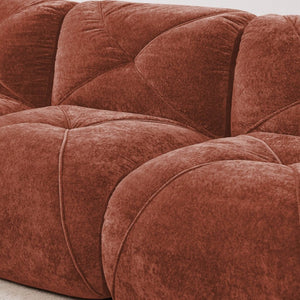 English Elm Three Seater Chenille Sofa with Ottoman Solid Wood Base Tufted Arms Living Room Red W714S01638