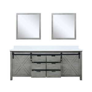 English Elm Ash Grey Double Vanity 80" W x 22" D with Cultured Marble Top, Soft-Close Drawers, Mirrors Included B2731S00905