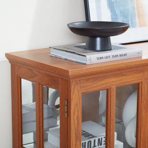 English Elm Vintage Led Curio Display Cabinet - Antique Oak Showcase With Adjustable Shelves & Bluetooth Lighting W1758P300120-GIGA