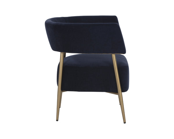 Sunpan Maestro Lounge Chair - Contemporary Curved Design with Antique Brass Legs for Luxurious Comfort Danny Navy
