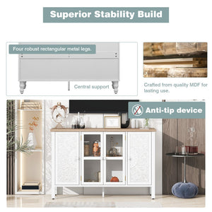 English Elm Vibe 47.2'' Retro Tv Stand For 43" Tvs - Stylish Media Console With Glass Doors & Secure Storage Solution N724P233371K-GIGA