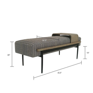 English Elm Cocktail Upholstered Ottoman with Red Oak Slide Tray, Square Accent Bench, Multi Fabric, No Assembly Needed B035P265995