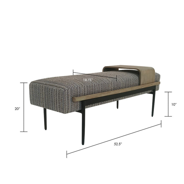 English Elm Cocktail Upholstered Ottoman with Red Oak Slide Tray, Square Accent Bench, Multi Fabric, No Assembly Needed B035P265995