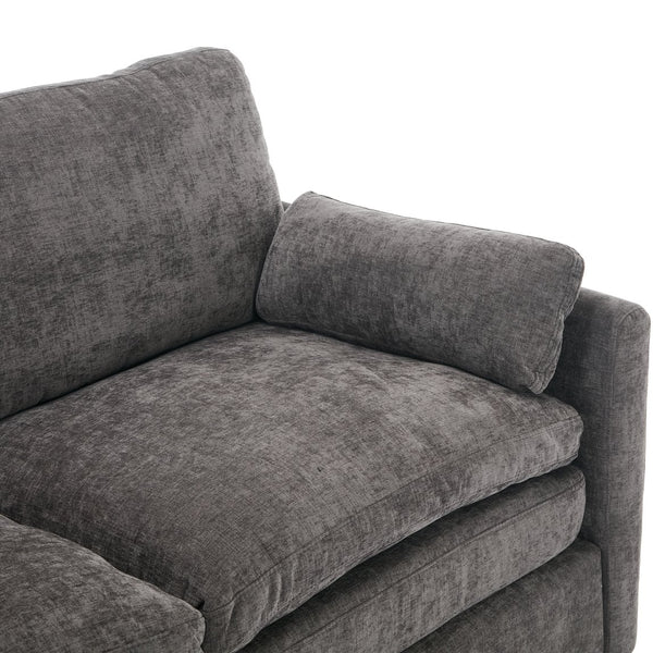 English Elm 31.9" Cozy Upholstered Armchair with Chenille Fabric, Double-Layer Cushions & Lumbar Support Grey N719P251495E