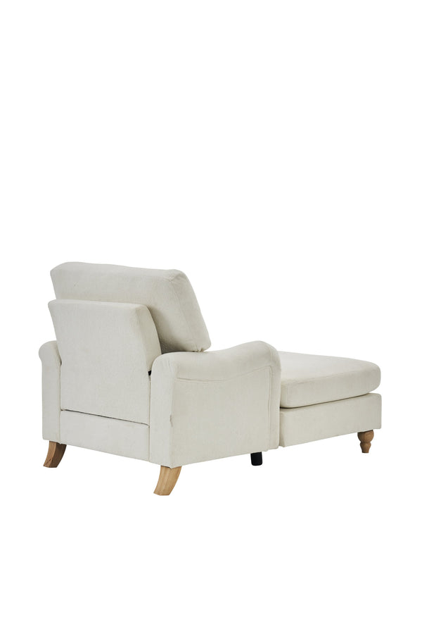 English Elm Modern Mid-Century Oversized Chaise Lounger Sofa Bed with Solid Wood Legs, Deep Seat Comfort Sleeper White W2363S00071