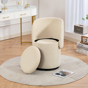 English Elm Stylish Barrel Swivel Accent Chair Upholstered Seat with Storage for Vanity or Dining W3248P424639