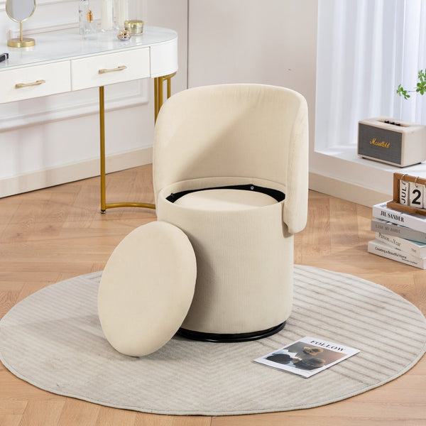 English Elm Stylish Barrel Swivel Accent Chair Upholstered Seat with Storage for Vanity or Dining W3248P424639