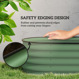 English Elm Outsunny Galvanized Steel Raised Garden Bed Modular Outdoor Planter with Safe Edging W2225P200928