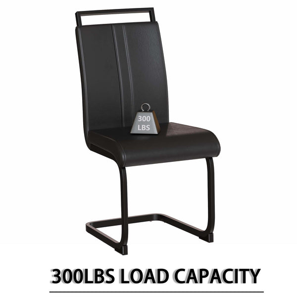 English Elm 63" Modern Medieval Brown Mdf Dining Set With 6 Ergonomic Pu Armless Chairs, Quick Assembly & Style W2189S00666