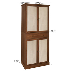 English Elm 4 Triamine Waterproof 4-Door Cabinet with Drawer, Adjustable Shelves, Metal Hinges, 180° Openability W688141543