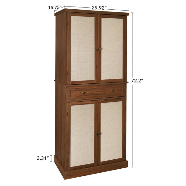 English Elm 4 Triamine Waterproof 4-Door Cabinet with Drawer, Adjustable Shelves, Metal Hinges, 180° Openability W688141543