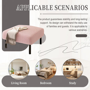 English Elm UNITED Corduroy Ottoman Footstool with Sturdy Frame, Soft Padded Seat, Versatile Living Room Stool Pink W1568P307253