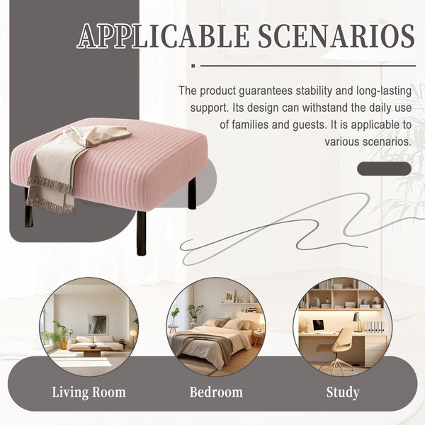 English Elm UNITED Corduroy Ottoman Footstool with Sturdy Frame, Soft Padded Seat, Versatile Living Room Stool Pink W1568P307253