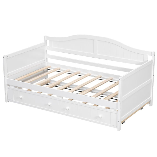 English Elm Twin Cottage Beadboard Daybed with Pull Out Trundle Solid Pine Guest Room Frame N708P357100K
