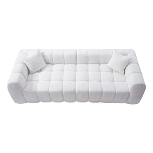 English Elm Marshmallow Cloud Sofa Oversized Boucle Four Seat Channel Tufted Living Room Couch White W5515P495925
